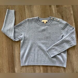 Michael Kors Light Blue Button-Shoulder Sweater